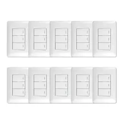 GENERICO - Pack 10 Interruptor Triple 9/12 10A 250V Blanco
