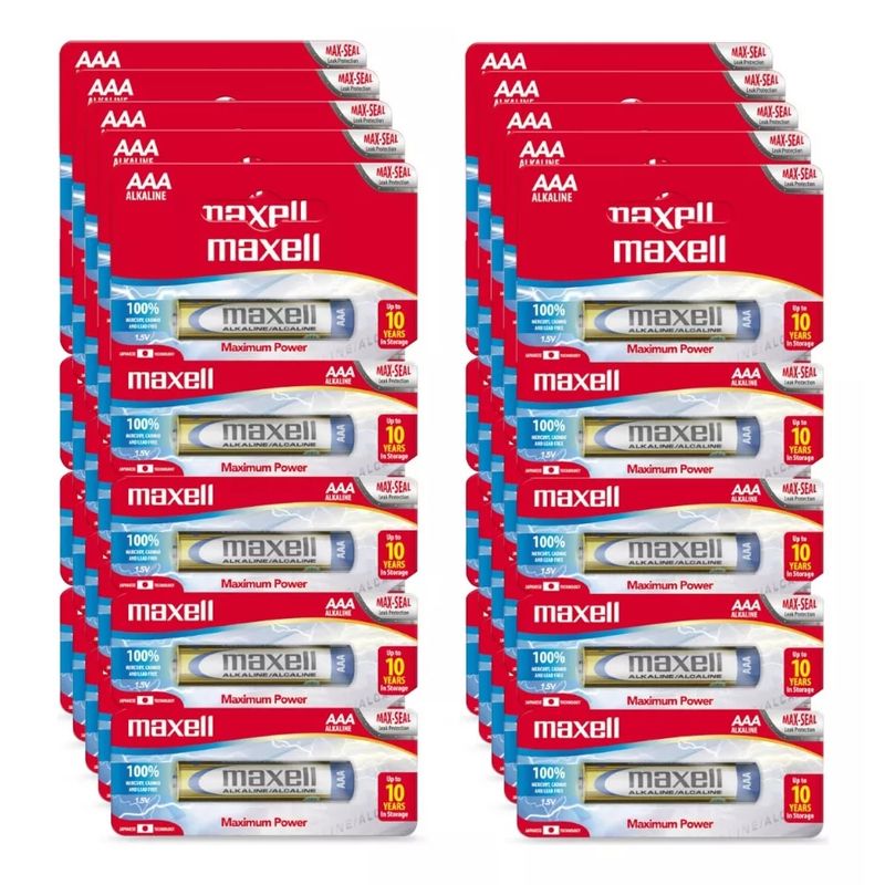 MAXELL - Pack 50 Pilas Alcalinas Maxell Tamaño Aaa