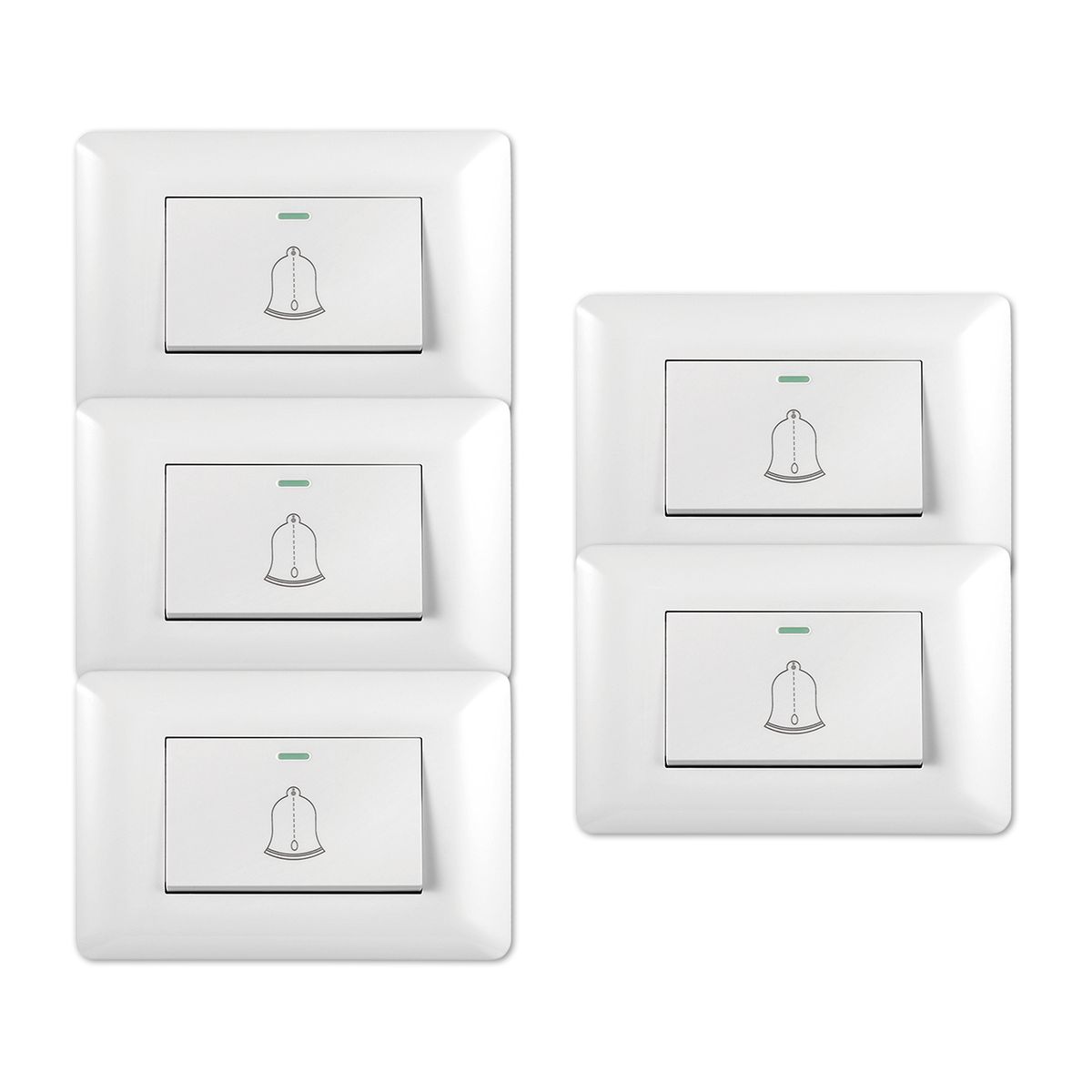 GENERICO - Pack 5 Timbre Pulsador Simple 10A 250V Diseño Campana Blanco