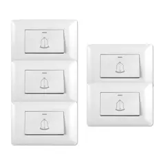 GENERICO - Pack 5 Timbre Pulsador Simple 10A 250V Diseño Campana Blanco