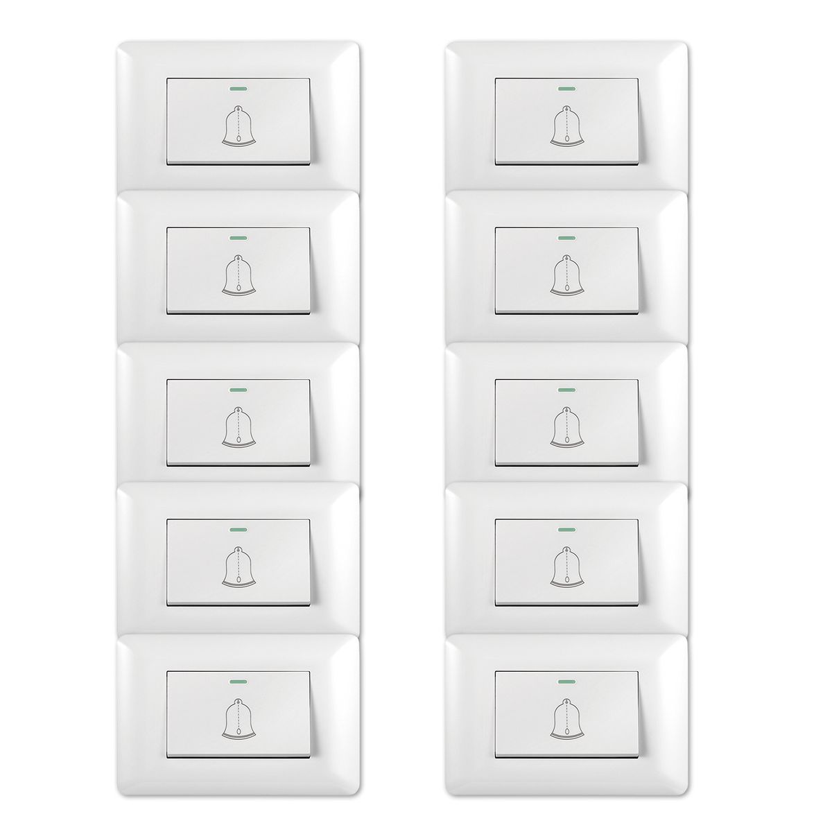 GENERICO - Pack 10 Timbre Pulsador Simple 10A 250V Diseño Campana Blanco
