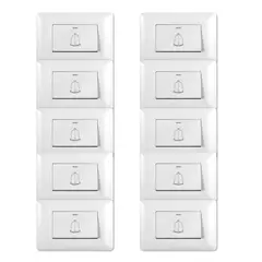 GENERICO - Pack 10 Timbre Pulsador Simple 10A 250V Diseño Campana Blanco