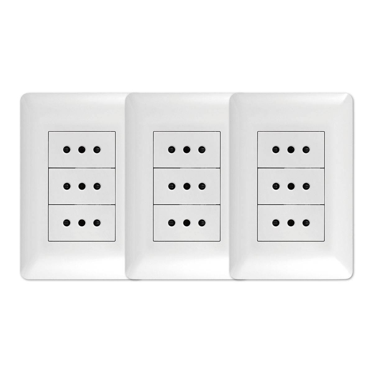 WANT - Pack 3 Tomacorriente Triple 10A 250V Blanco