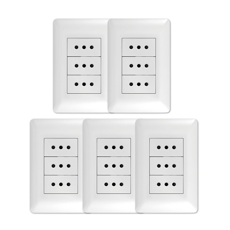 GENERICO - Pack 5 Tomacorriente Triple 10A 250V Blanco