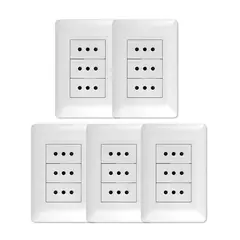 GENERICO - Pack 5 Tomacorriente Triple 10A 250V Blanco