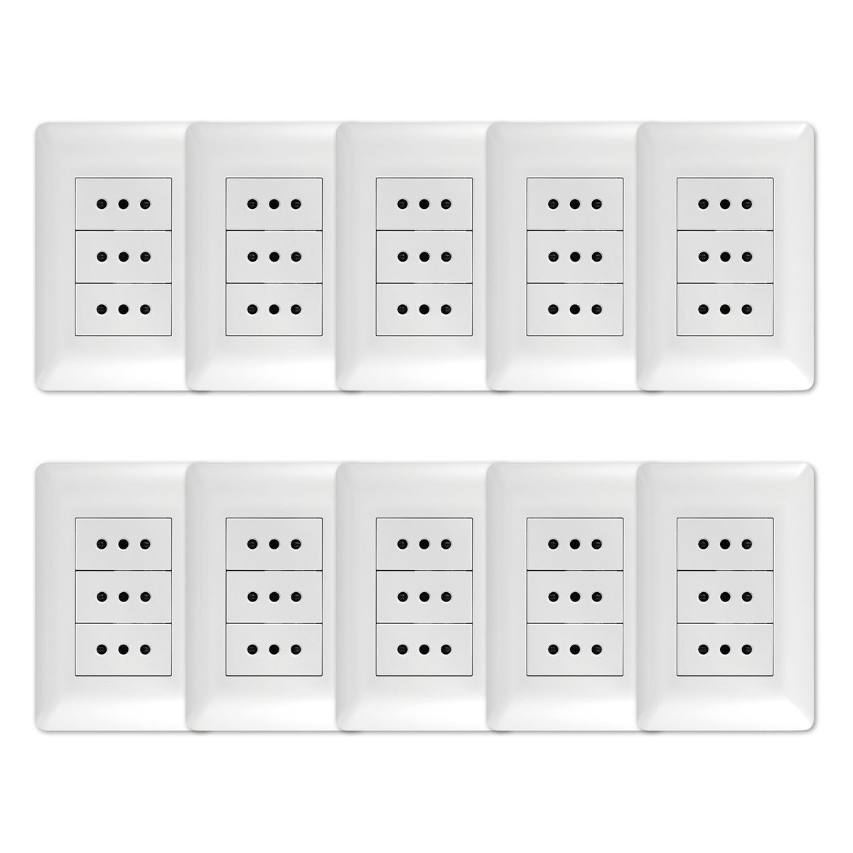 WANT - Pack 10 Tomacorriente Triple 10A 250V Blanco
