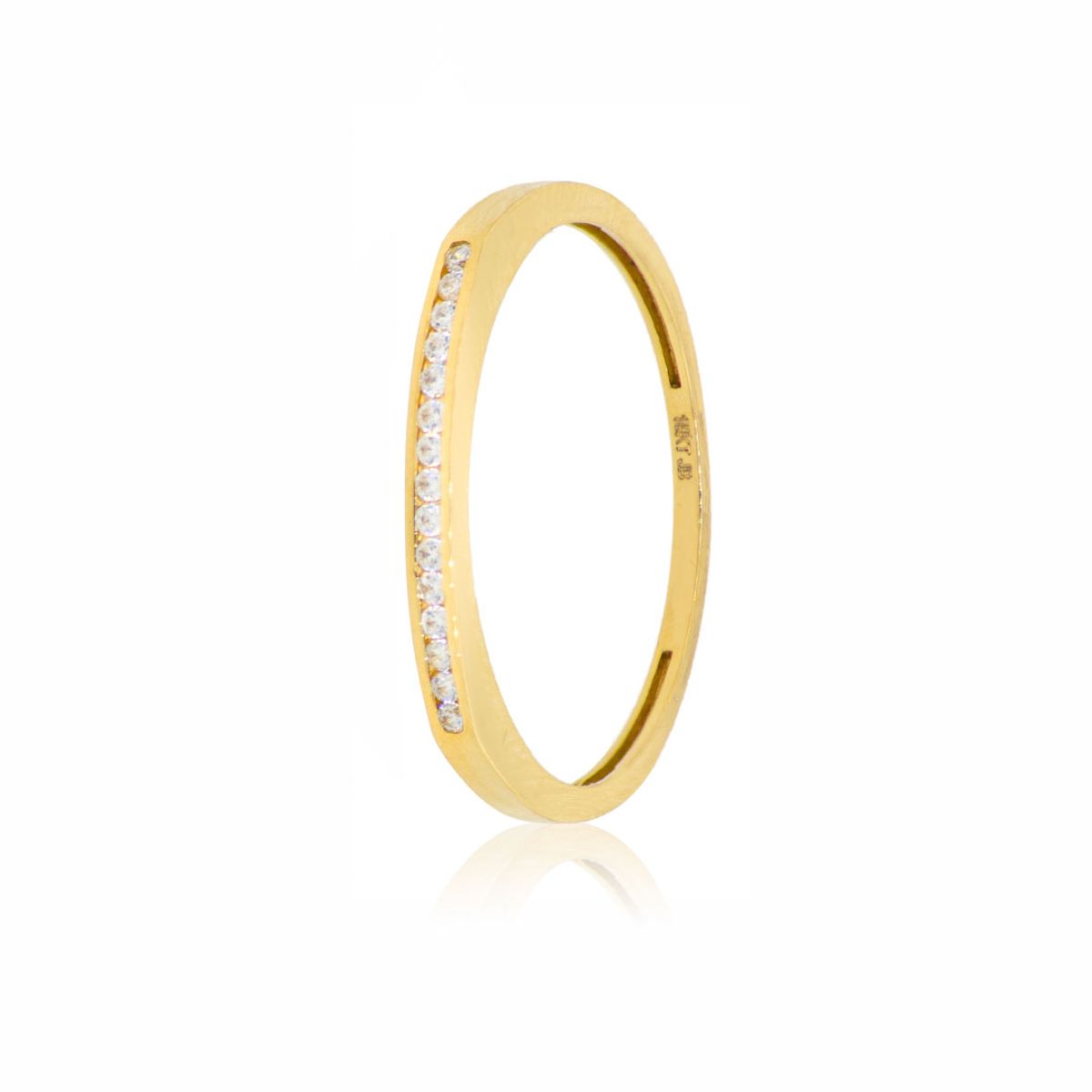 JB JOYAS BARON - Anillo Compromiso de Oro 18Kt Riel Circonita Simple