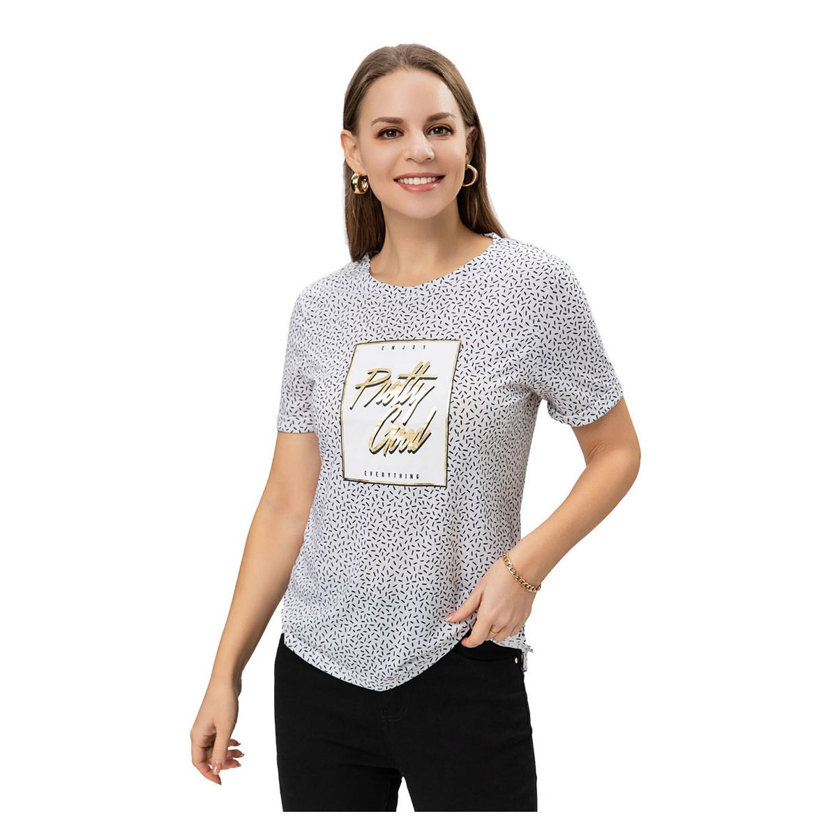 FASHION'S PARK - Polera Mujer Print Texto Crudo Fashion's Park