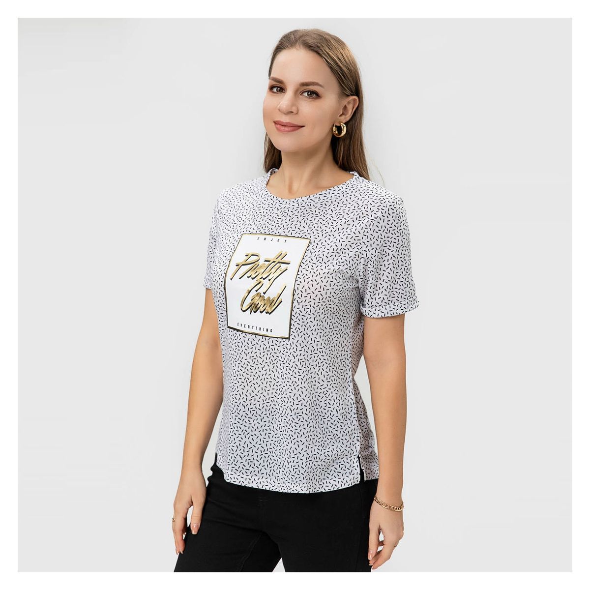 FASHION'S PARK - Polera Mujer Print Texto Crudo Fashion's Park
