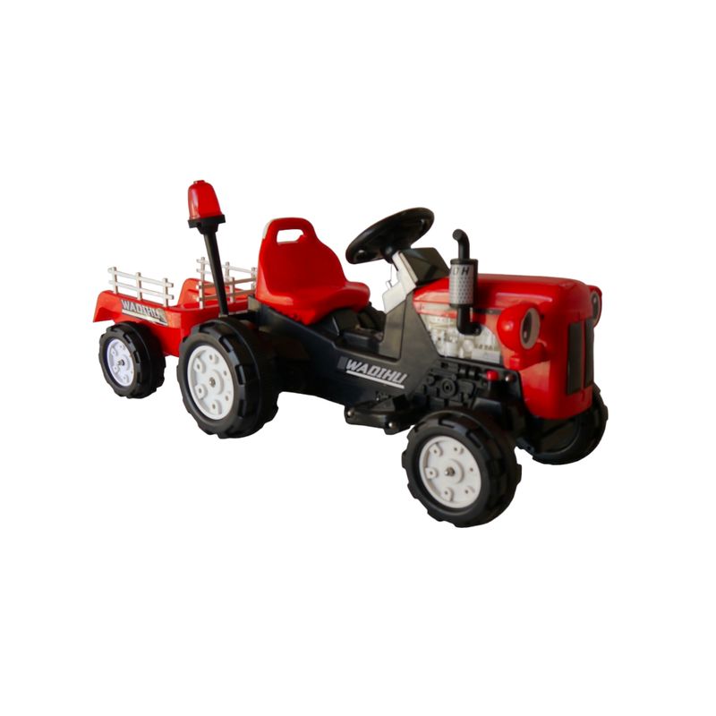 GENERICO - Tractor Mini Con Carro Eléctrico Niños Rojo