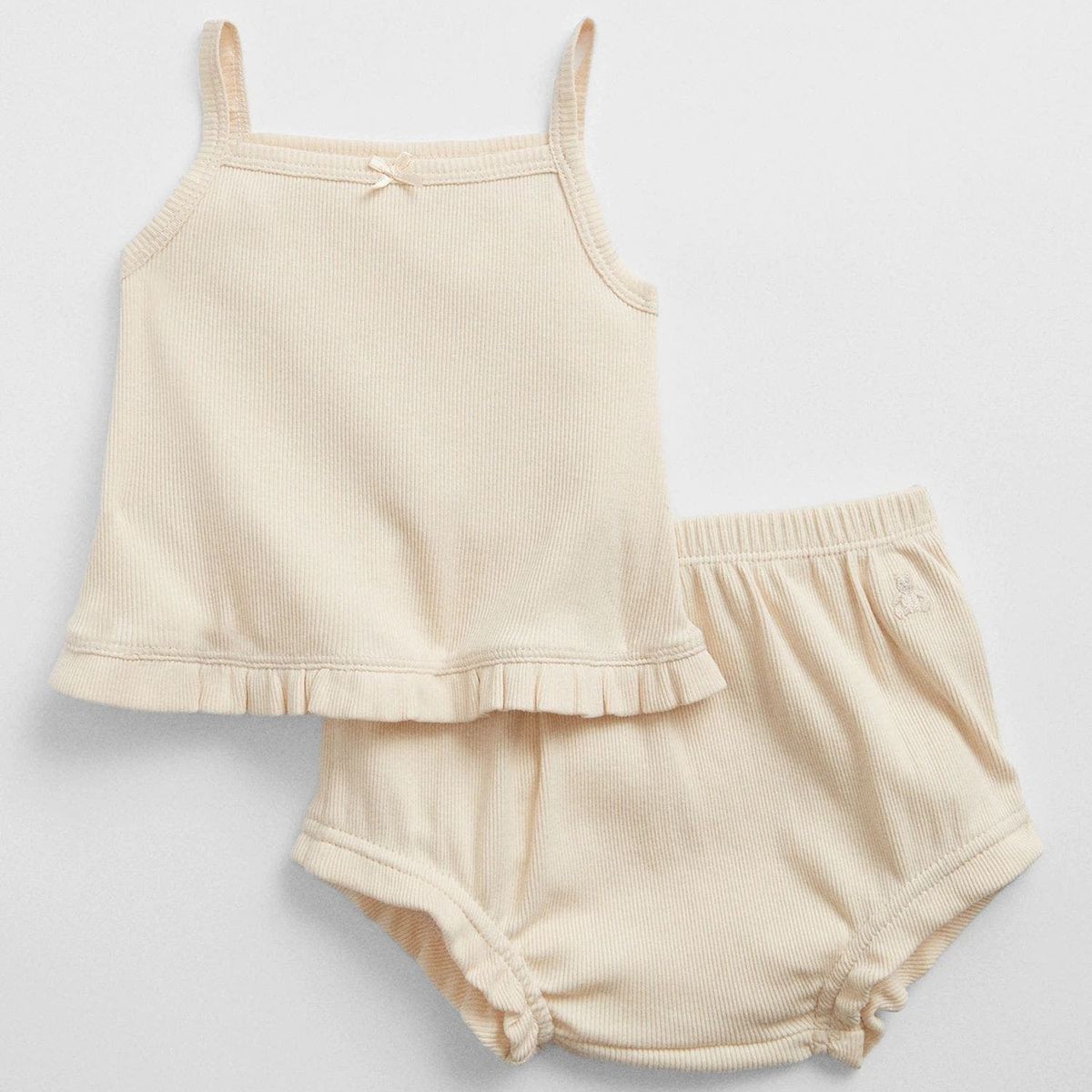 GAP - Conjunto Bebé Niña Ribbed Beige GAP