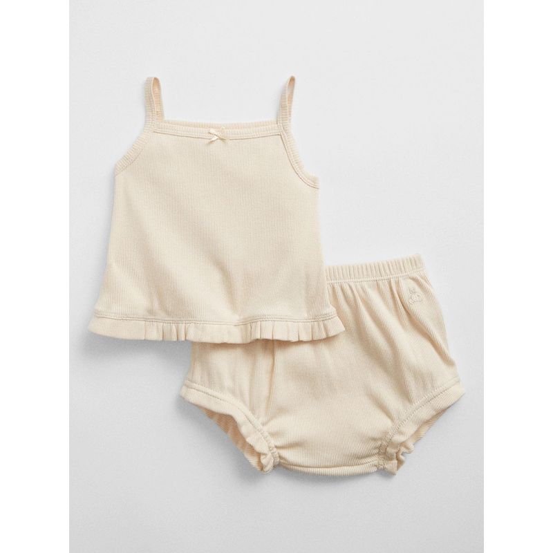 GAP - Conjunto Bebé Niña Ribbed Beige GAP