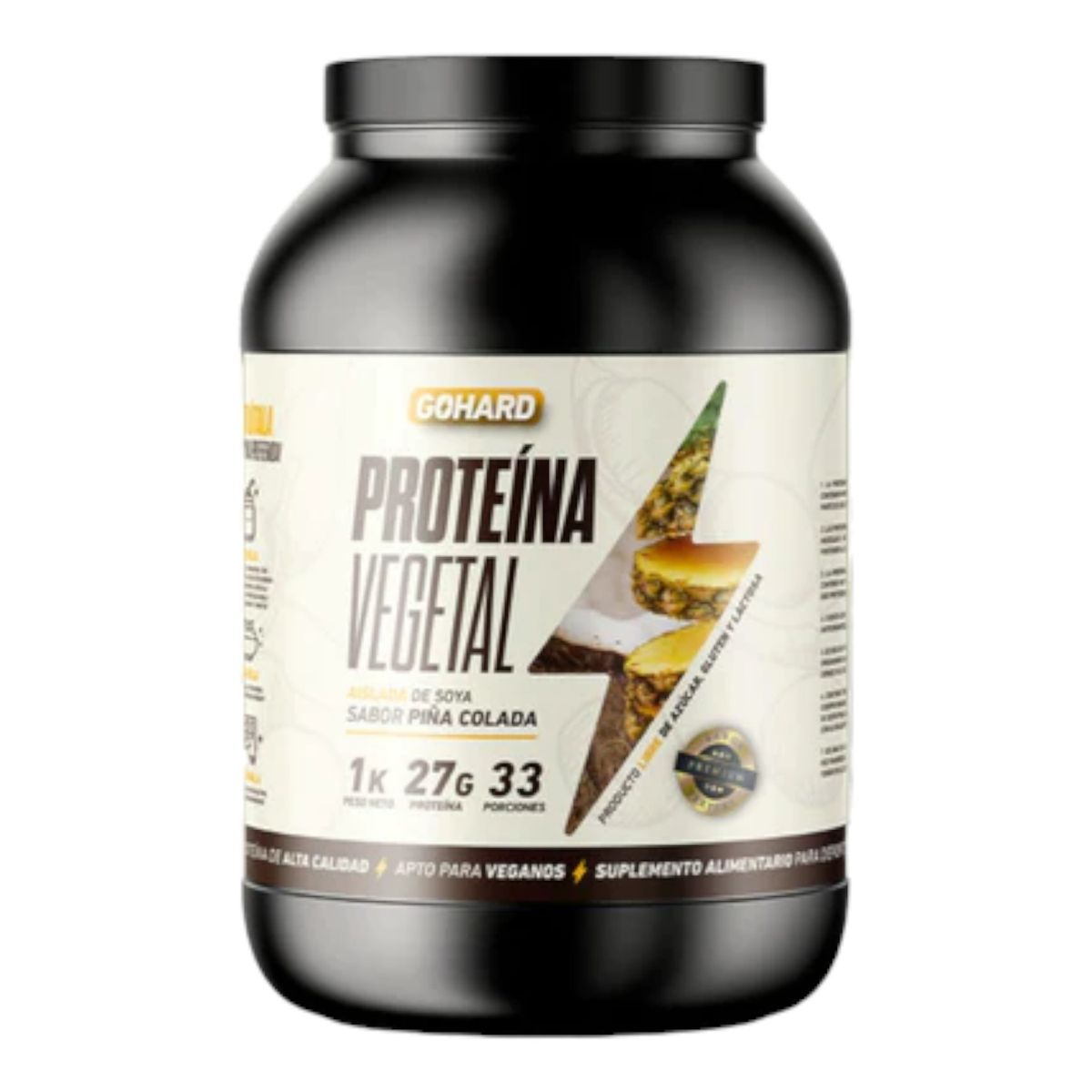 GOHARD - Proteína vegetal 1Kg - 33 servicios - Piña colada - Gohard