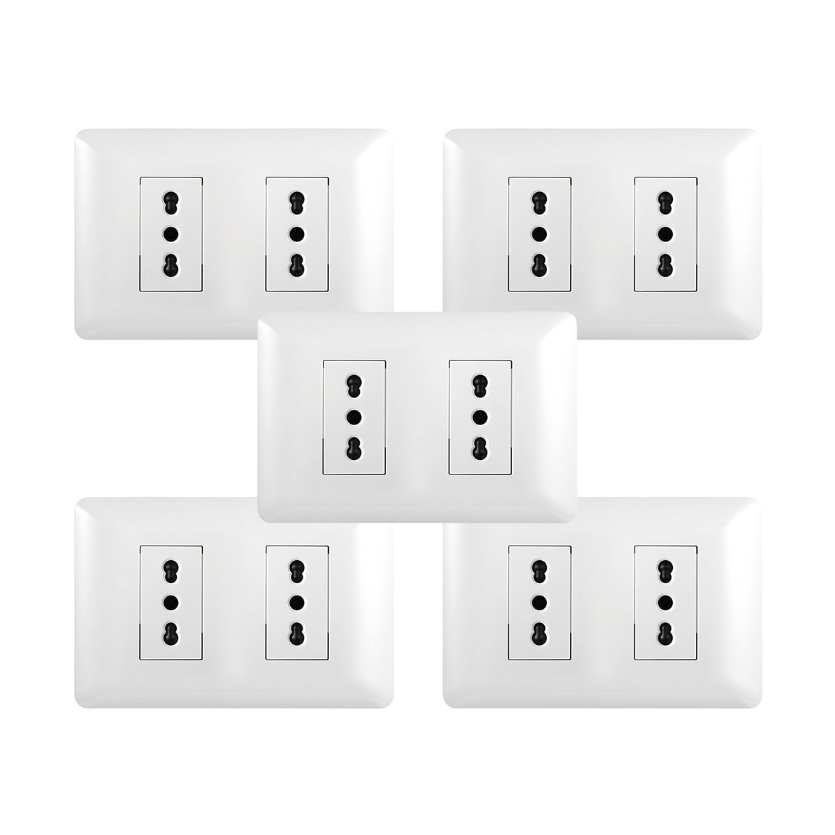 WANT - Pack 5 Tomacorriente Doble 10/16A 250V Blanco