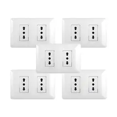 GENERICO - Pack 5 Tomacorriente Doble 10/16A 250V Blanco