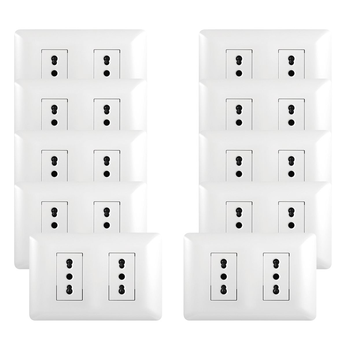 WANT - Pack 10 Tomacorriente Doble 10/16A 250V Blanco