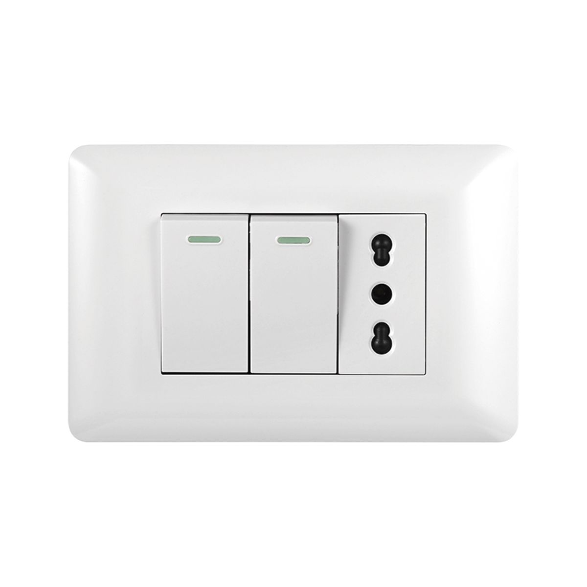 WANT - Pack 5 Tomacorriente Simple 10/ 16A 250V + Interruptor Doble 9/ 12 10A