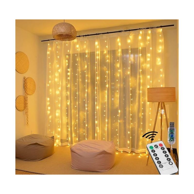 GENERICO - Luces LED de cortina colgantes de pared con control remoto
