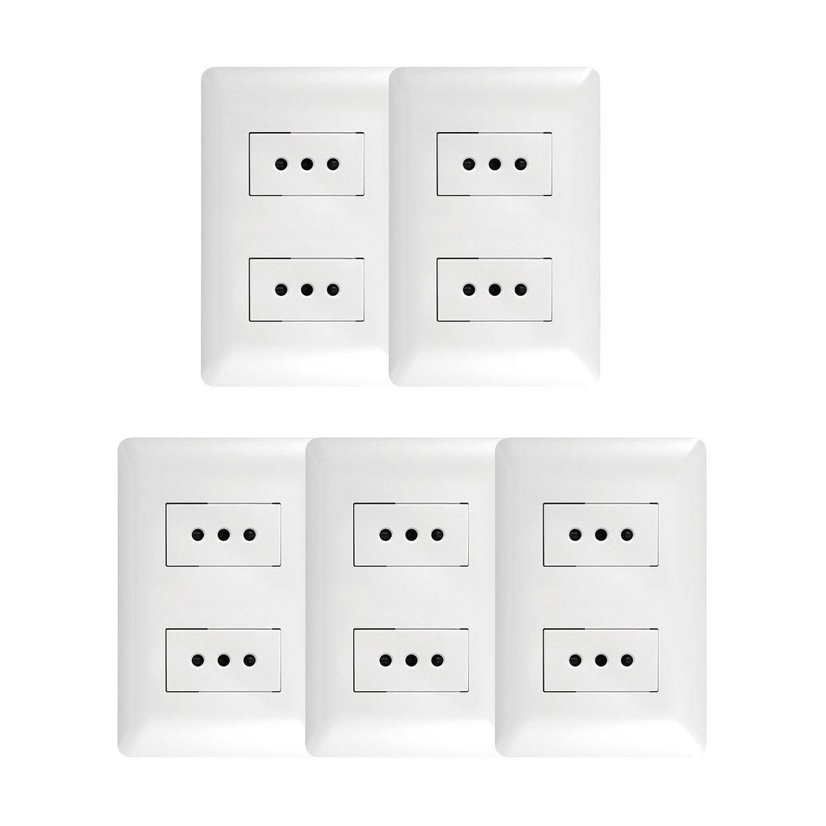 WANT - Pack 5 Tomacorriente Doble 10A 250V Blanco