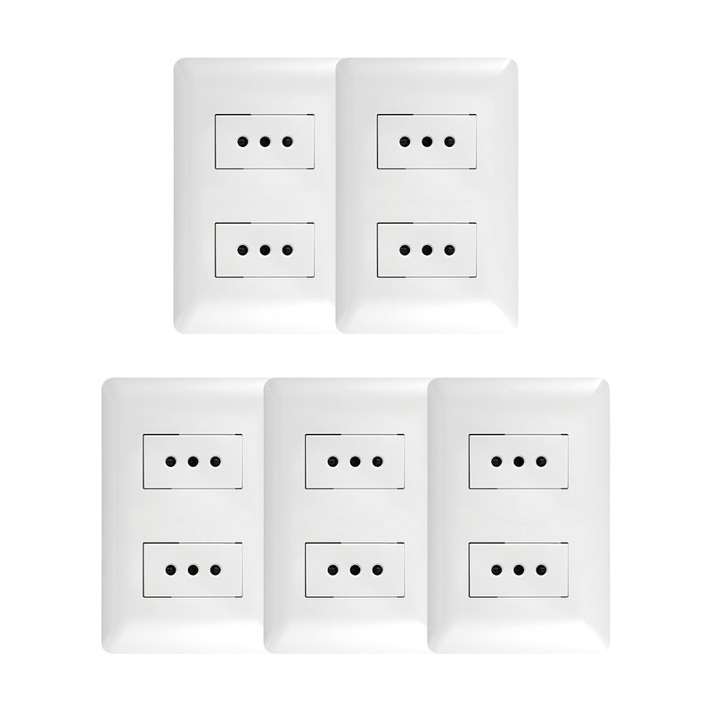 GENERICO - Pack 5 Tomacorriente Doble 10A 250V Blanco