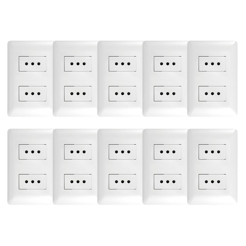 GENERICO - Pack 10 Tomacorriente Doble 10A 250V Blanco