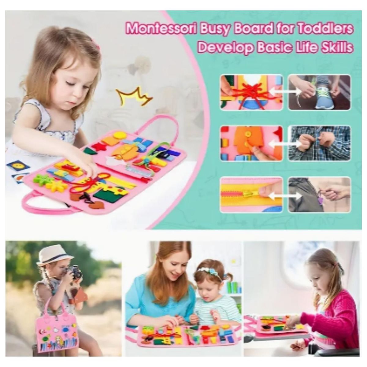 GENERICO - Maleta De Juego Sensorial Didáctico Montesori Rosado