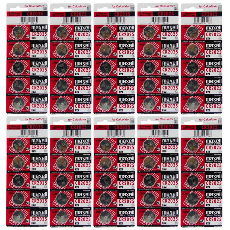 MAXELL - Pack 50 Pilas Cr2025 Maxell Lithium Boton 50 Unidades 2025