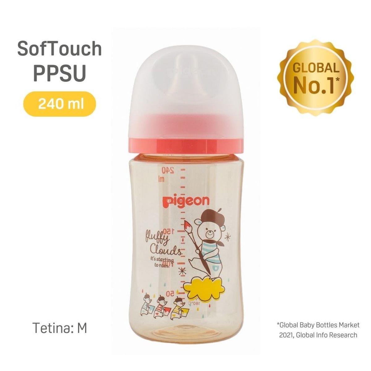 PIGEON - Biberón Softouch Pigeon Ppsu 240ml Bear