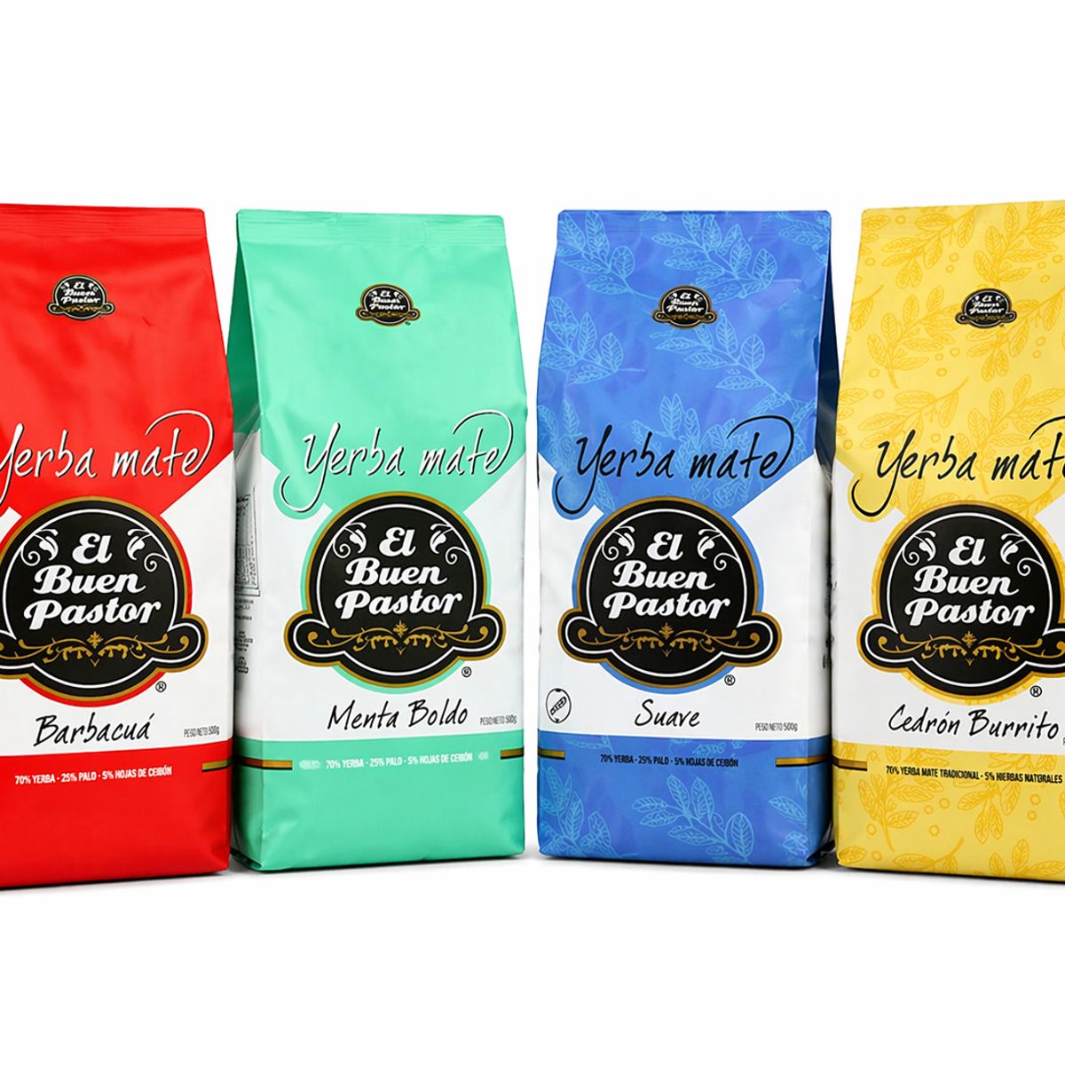 EL BUEN PASTOR - Pack 4 Variedades Yerba Mate El Buen Pastor 500G Sin Gluten