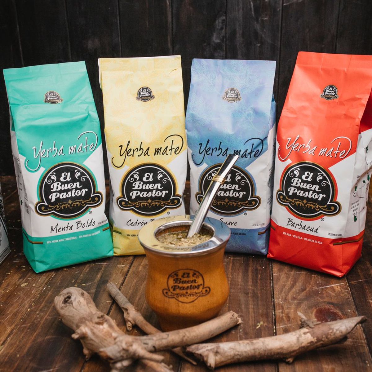 EL BUEN PASTOR - Pack 4 Variedades Yerba Mate El Buen Pastor 500G Sin Gluten