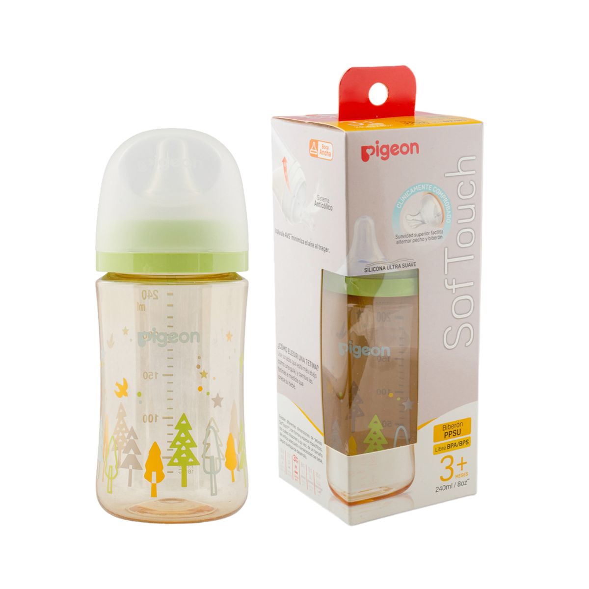 PIGEON - Biberón Softouch Pigeon Ppsu 240ml Forest