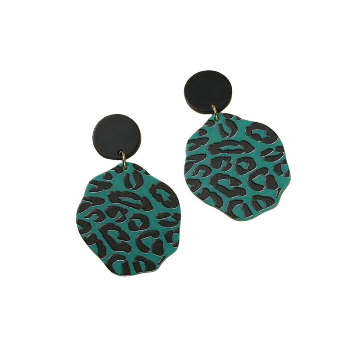 GENERICO - Pendientes largos geométricos con estampado de leopardo