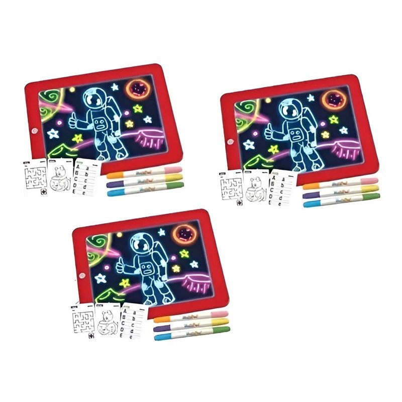 GENERICO - Pack X3 Pizarra Magica Deluxe Pizarra De Colores Led Juegos