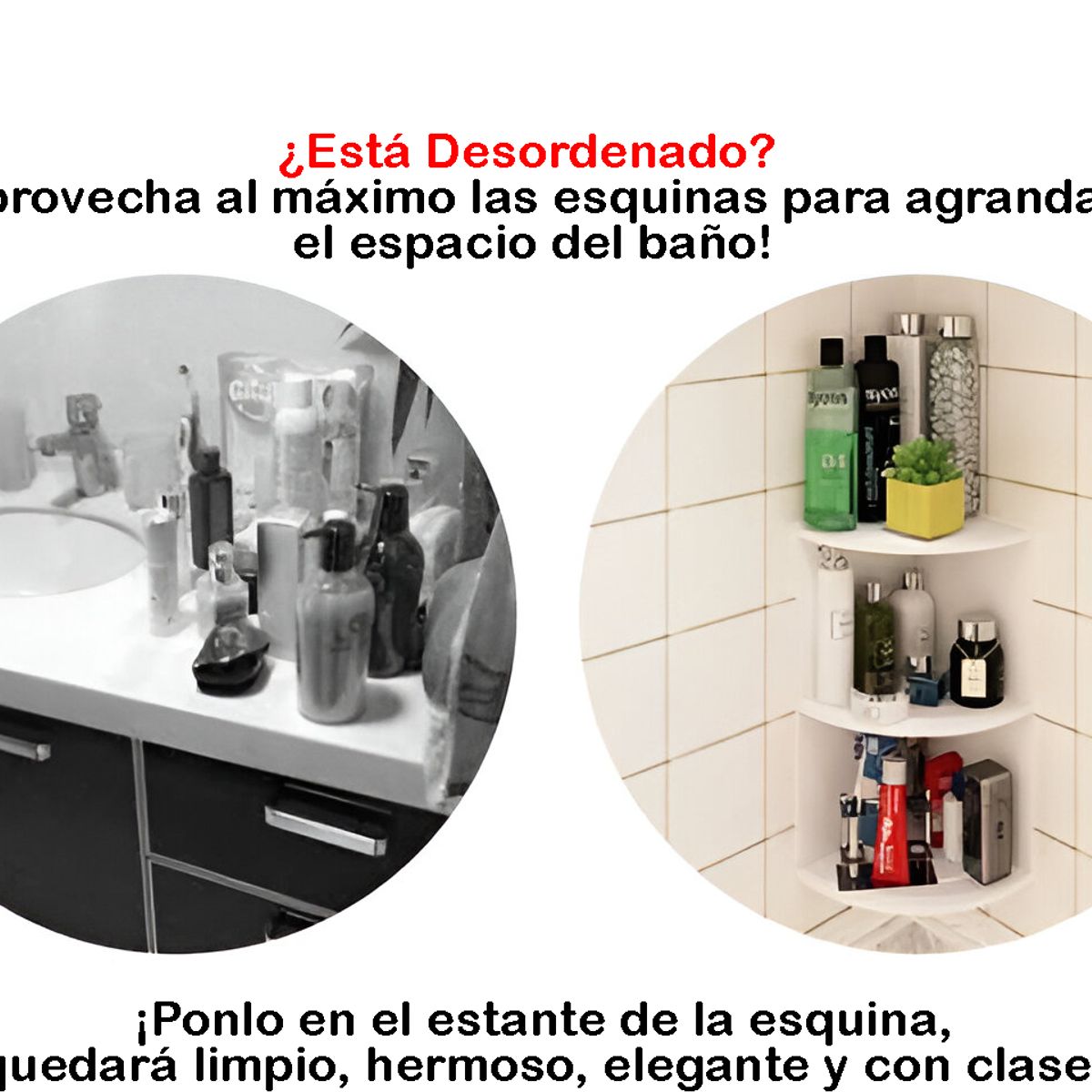 CRUSEC - Esquinero Organizador De Ducha 3 Pisos Multifuncional