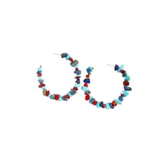 GENERICO - Pendientes de aro abierto con cuenta con piedra