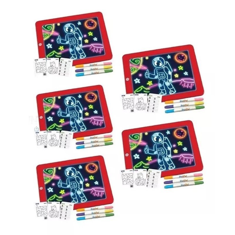 GENERICO - Pack X5 Pizarra Magica Deluxe Pizarra De Colores Led Juegos
