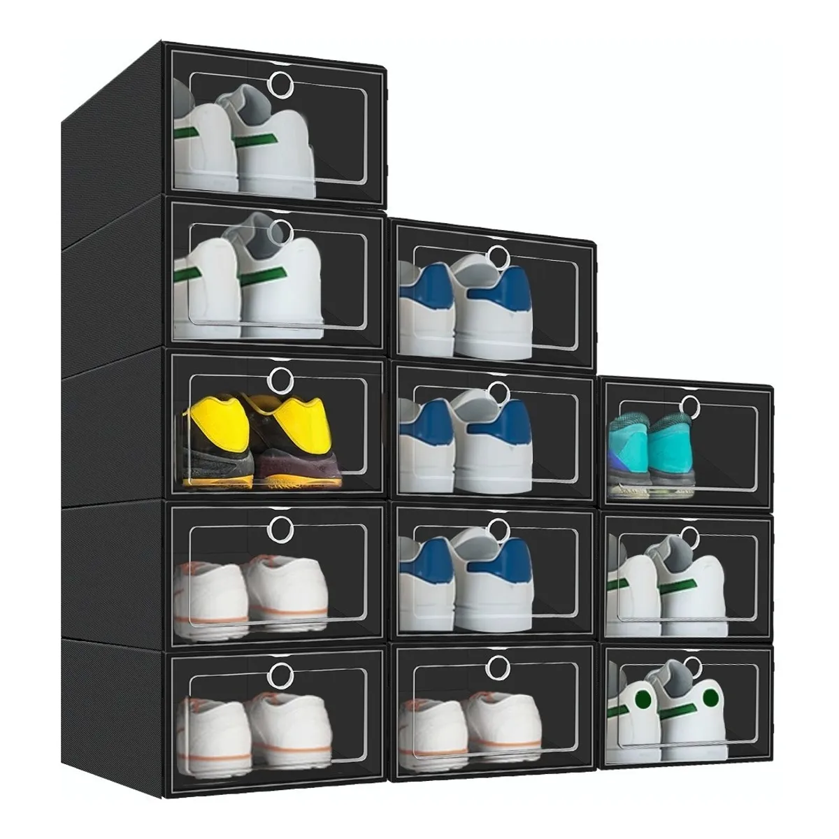 U BUY - Caja Organizador De Zapatos Apilables 12 Piezas Negro