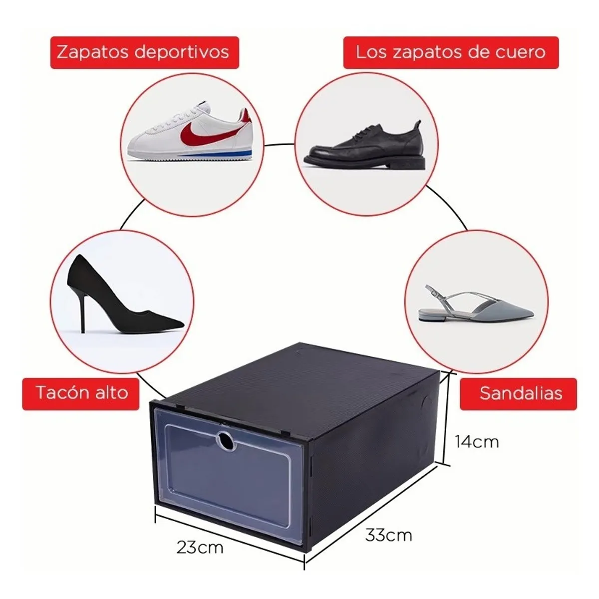 U BUY - Caja Organizador De Zapatos Apilables 12 Piezas Negro