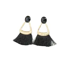 GENERICO - Pendientes largos con fleco en tonos negros