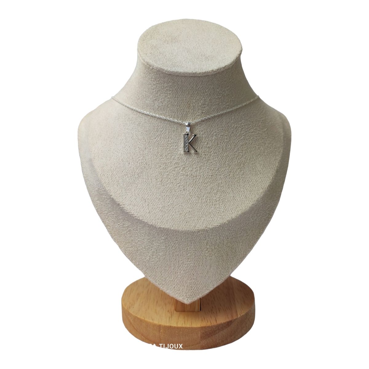 GENERICO - Cadena con colgante letra K con circones de plata 925