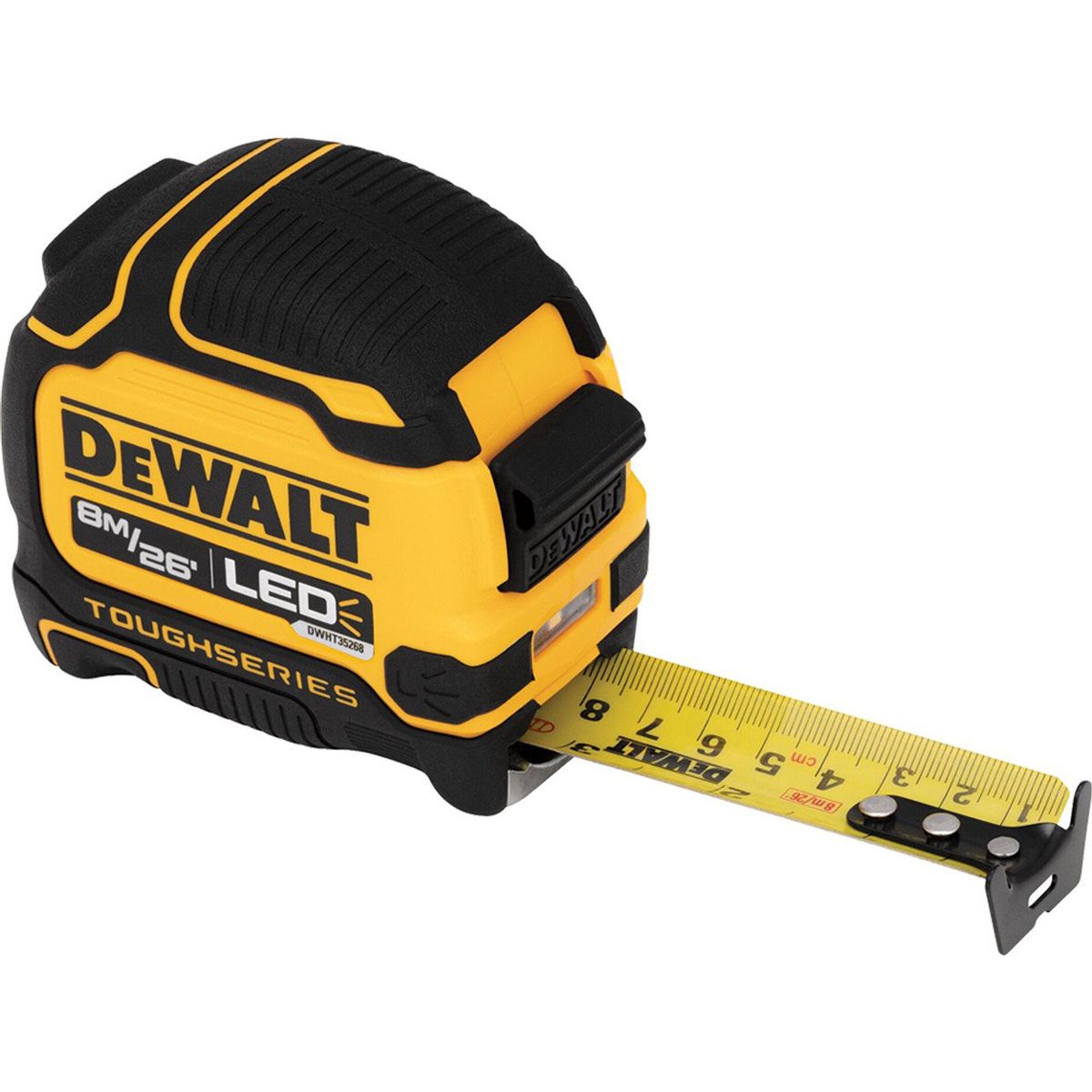 DEWALT - Huincha De Medir luz LED TOUGHSERIES 8m/26 Dewalt Dwht35268s