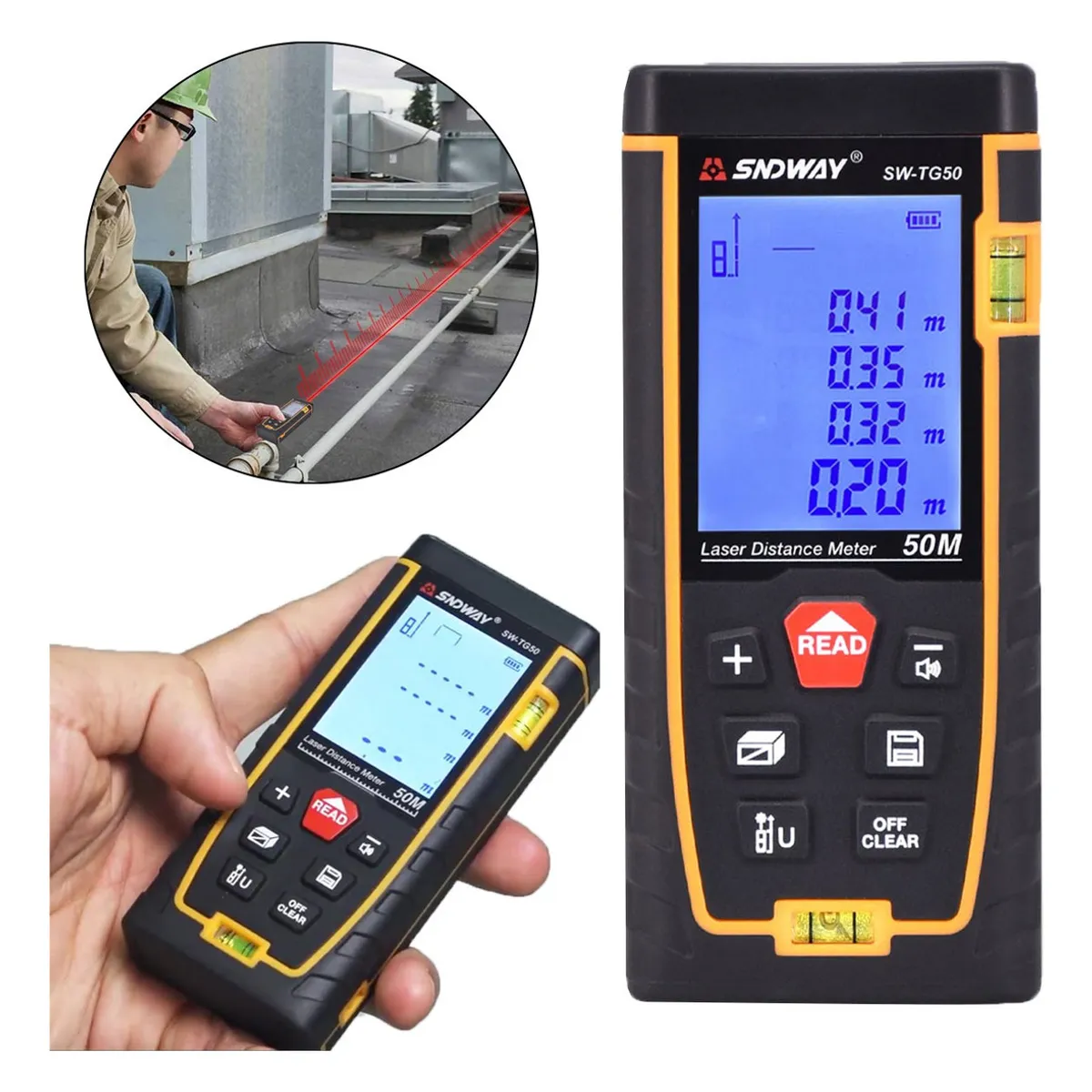 U BUY - Medidor De Distancia Láser Digital De 50 Metros