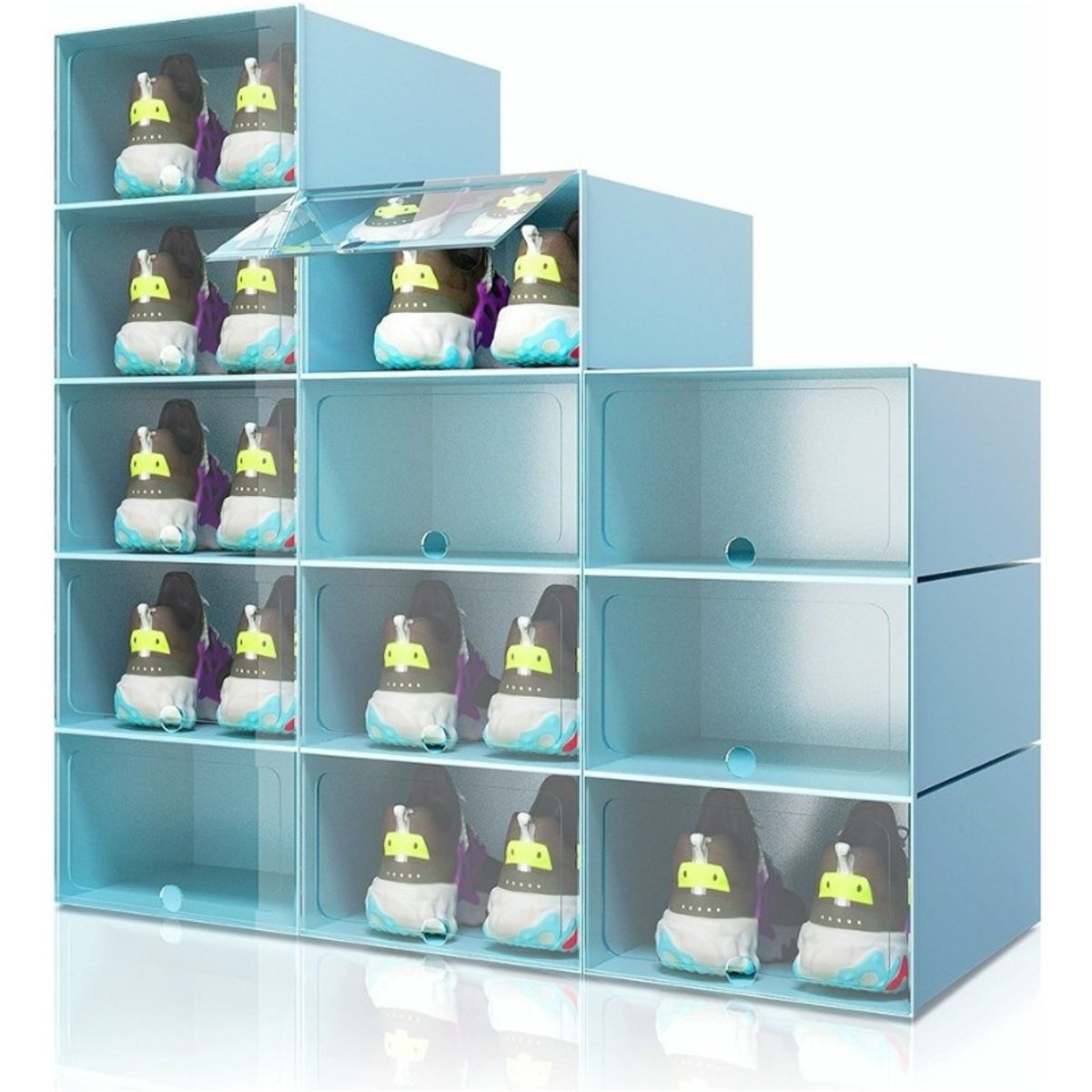 U BUY - Caja Organizador De Zapatos Apilable Multiuso 12 Piezas Azul