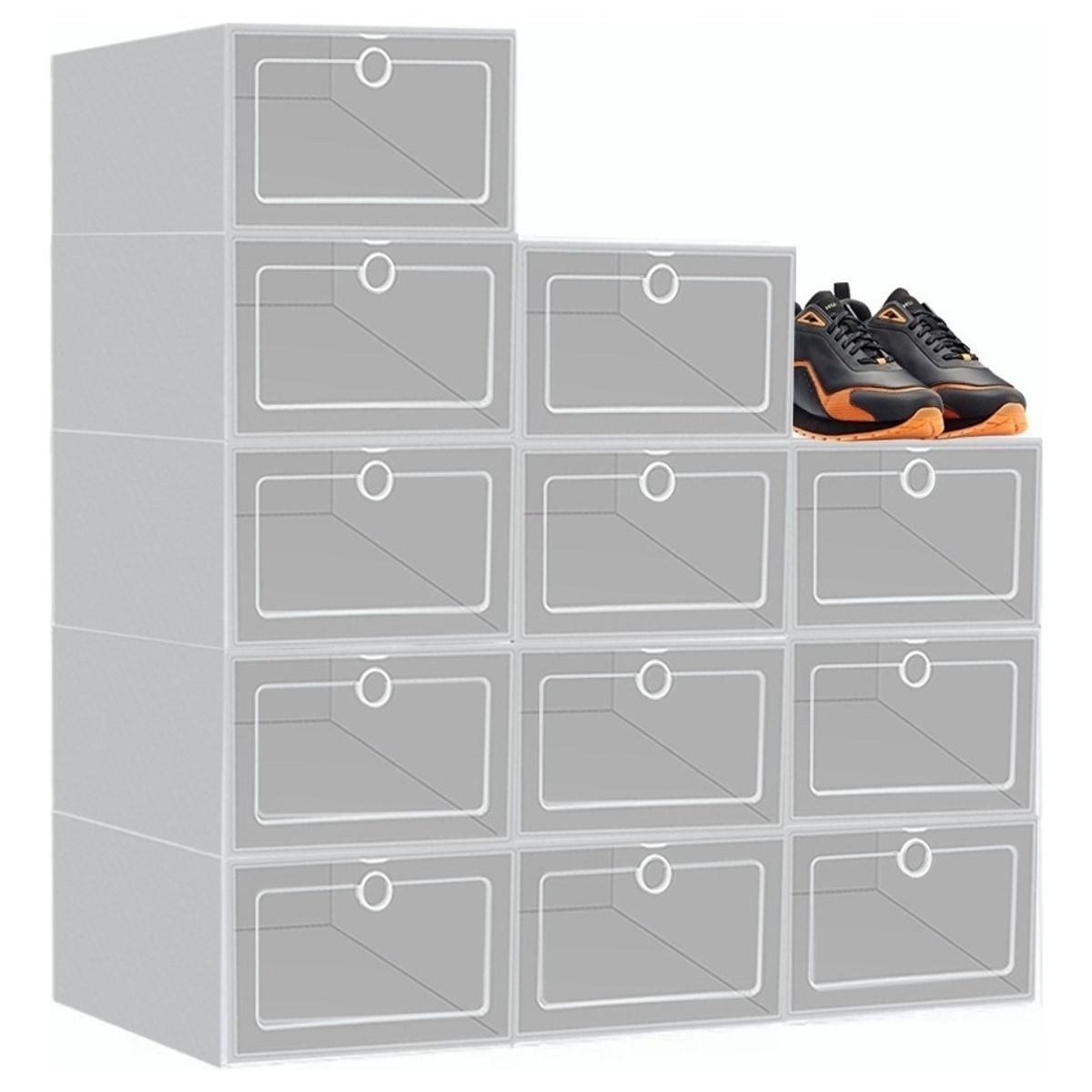 U BUY - 12 Piezas Cajas Organizador De Zapatos Apilables Gris