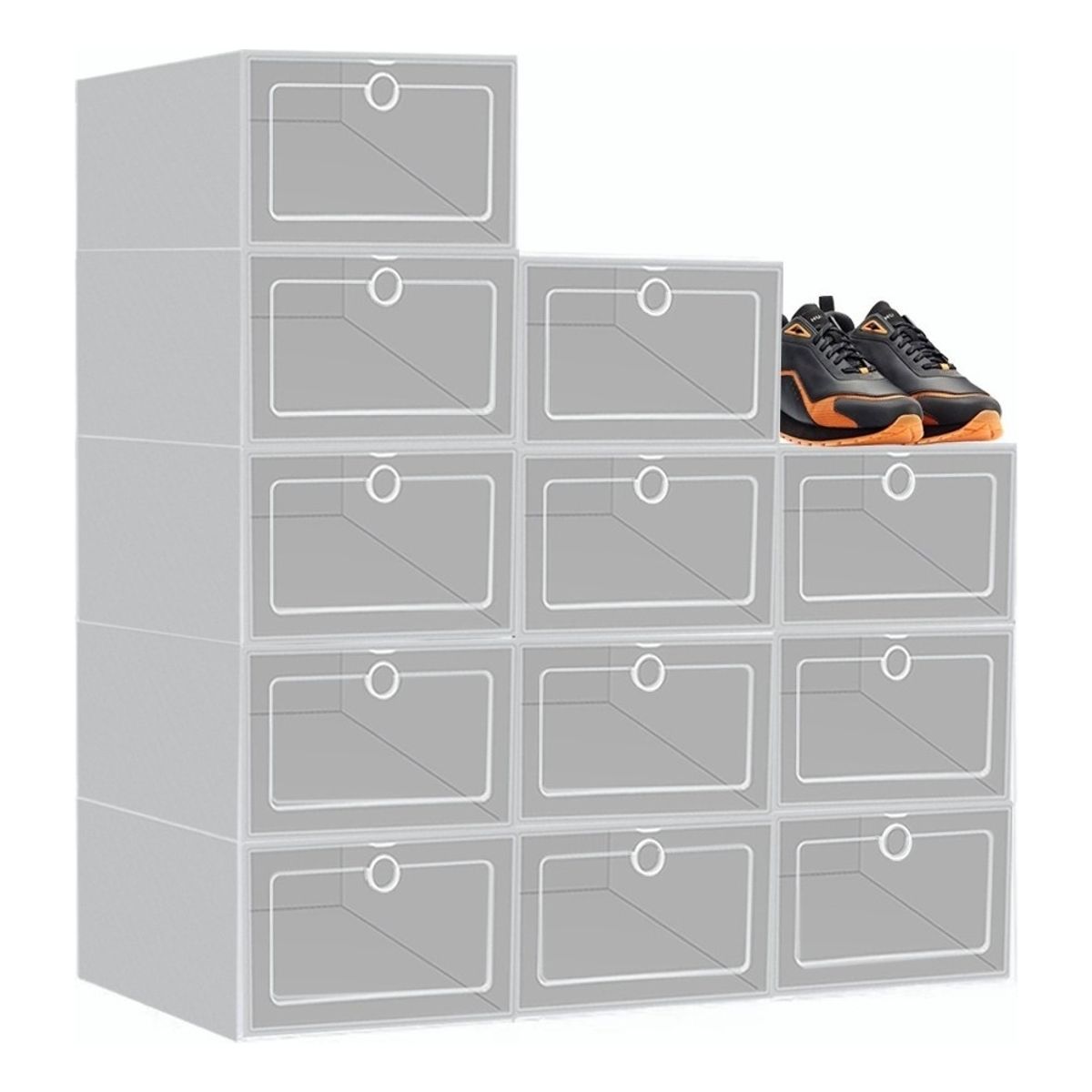U BUY - 12 Piezas Cajas Organizador De Zapatos Apilables Gris