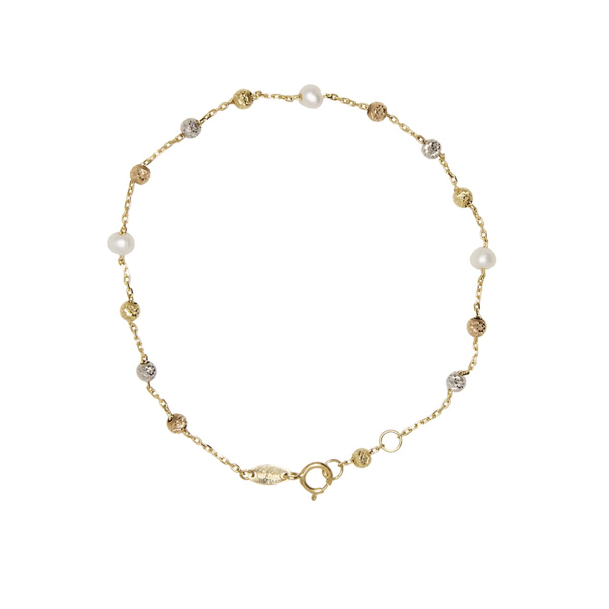 JB JOYAS BARON - Pulsera de Oro 18kt Tricolor Pelotitas 1013
