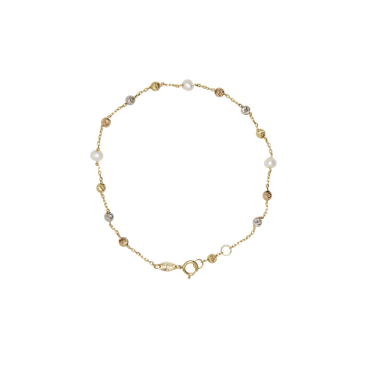 JB JOYAS BARON - Pulsera de Oro 18kt Tricolor Pelotitas 1013