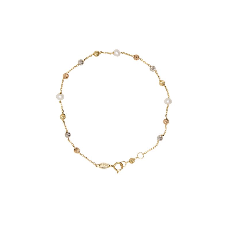 JB JOYAS BARON - Pulsera de Oro 18kt Tricolor Pelotitas 1013