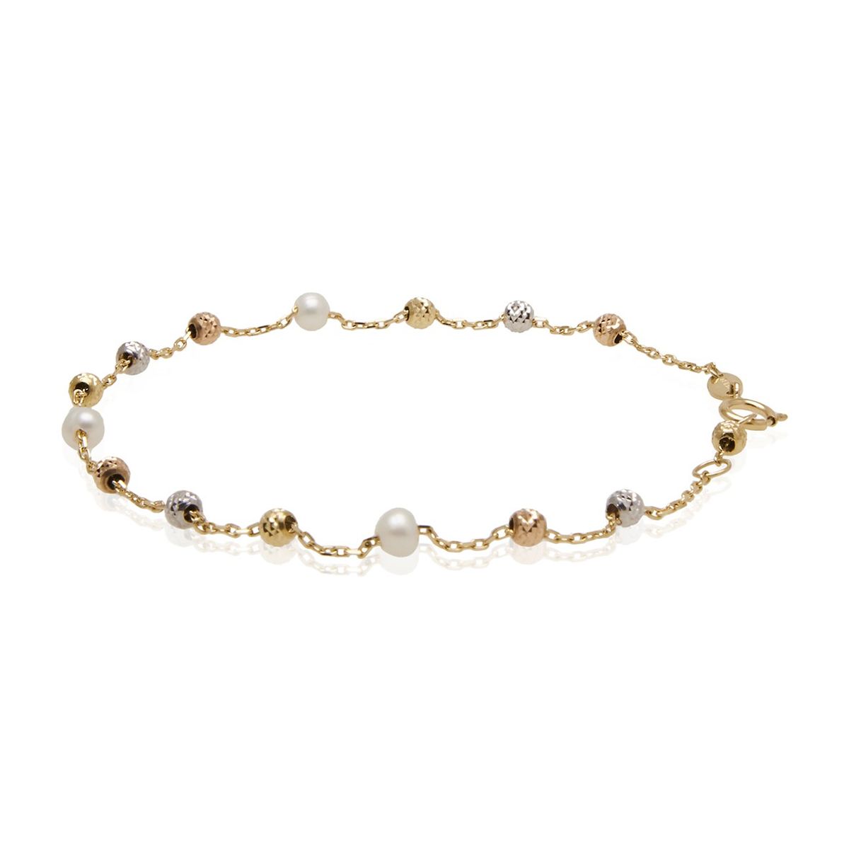 JB JOYAS BARON - Pulsera de Oro 18kt Tricolor Pelotitas 1013