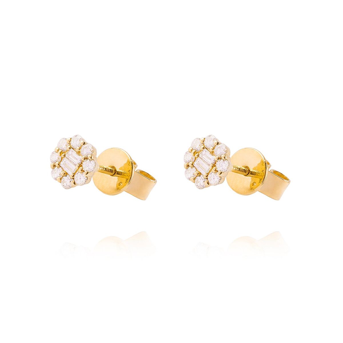 JB JOYAS BARON - Aros Oro Amarillo 18kt Roseta de Diamantes 27 Pts